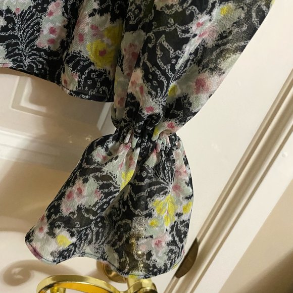 Cinq A Sept 'Kimberly' Long Sleeve Cinch Front Floral Blouse XXS - Picture 6 of 8